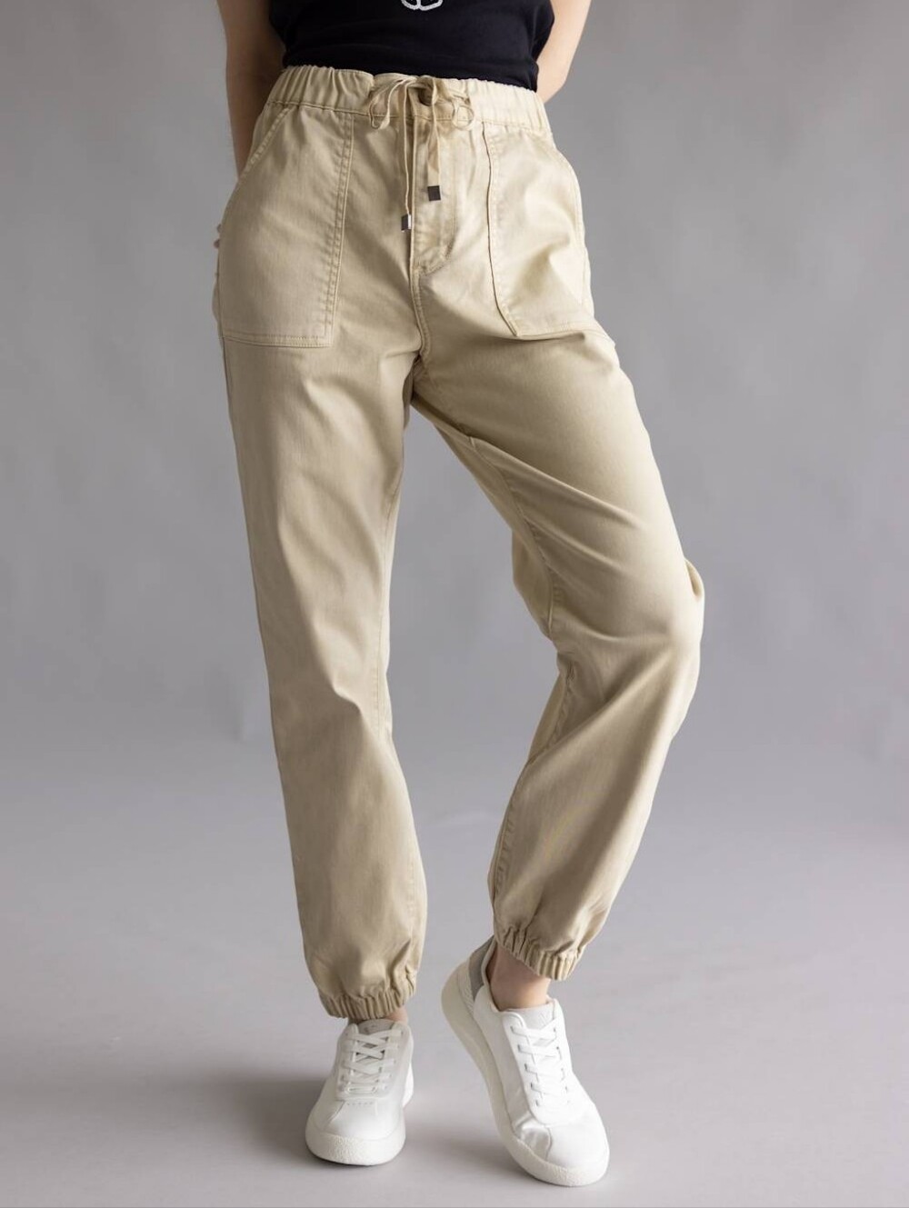 Mica Cropped Jogger Pants for Women in Tan